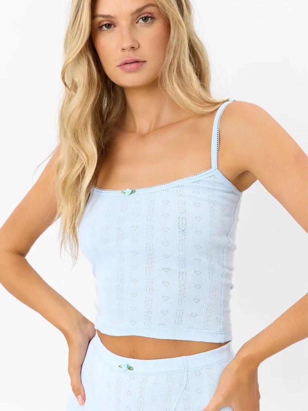 🩵 Gigi Hadid x Frankies Bikinis Pointelle Lounge Full Set Hailey Bieber M